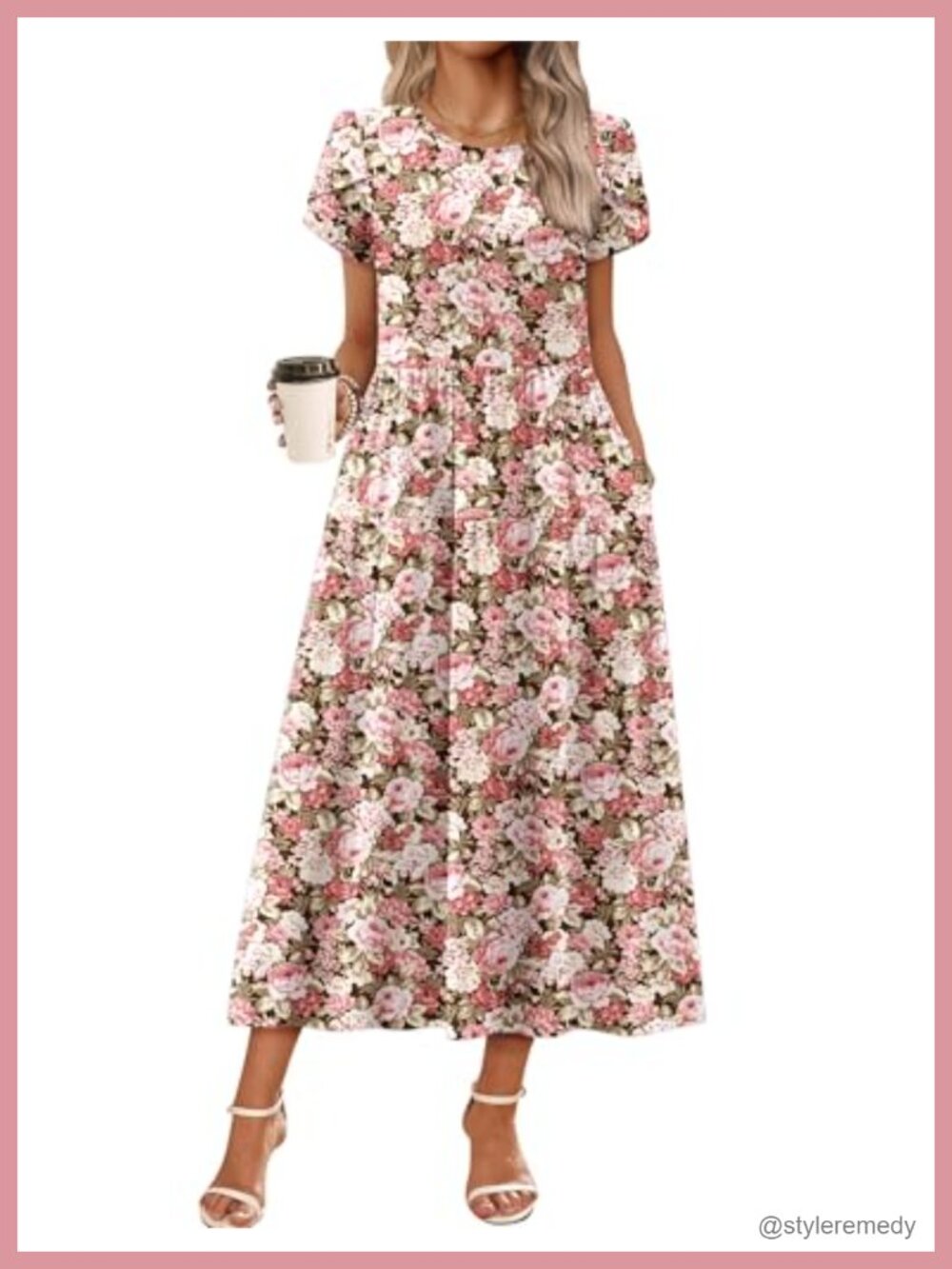 Maxi Dress Women Short Sleeve Bohemian A-Line Polyester Spandex Summer